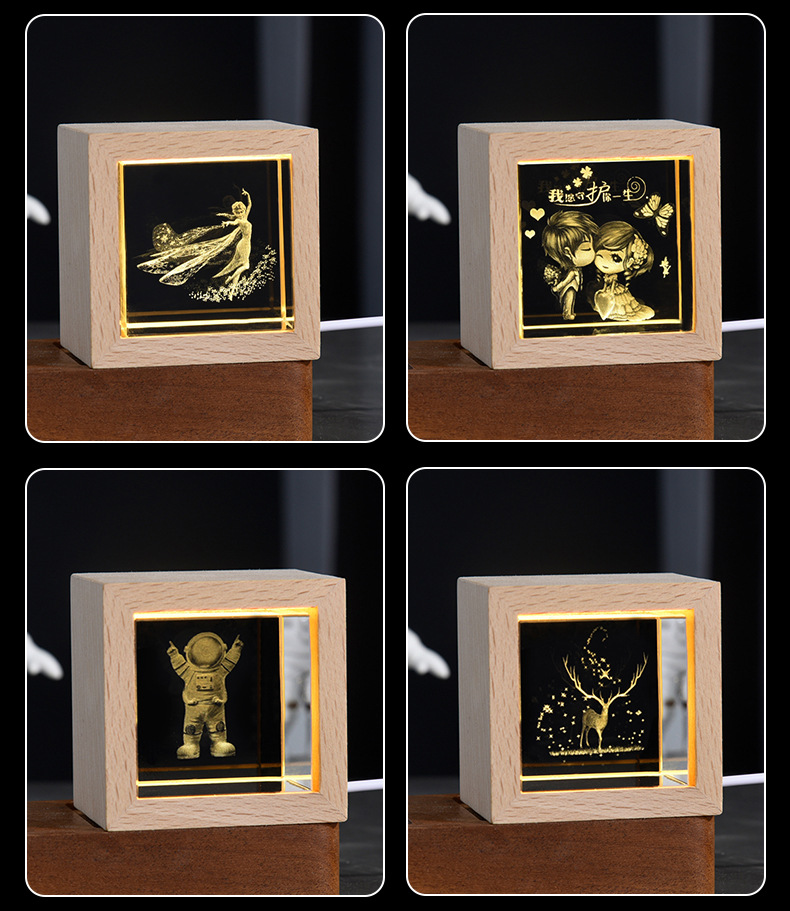 Wholesale of creative 3d galaxy crystal night lights, desktop ornaments and decorative items, Qixi Festival gifts pic 17