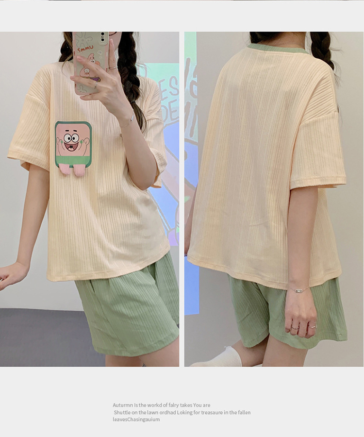 新款睡衣女夏季短袖短裤棉质套装韩版学生甜美可爱卡通女士家居服详情25