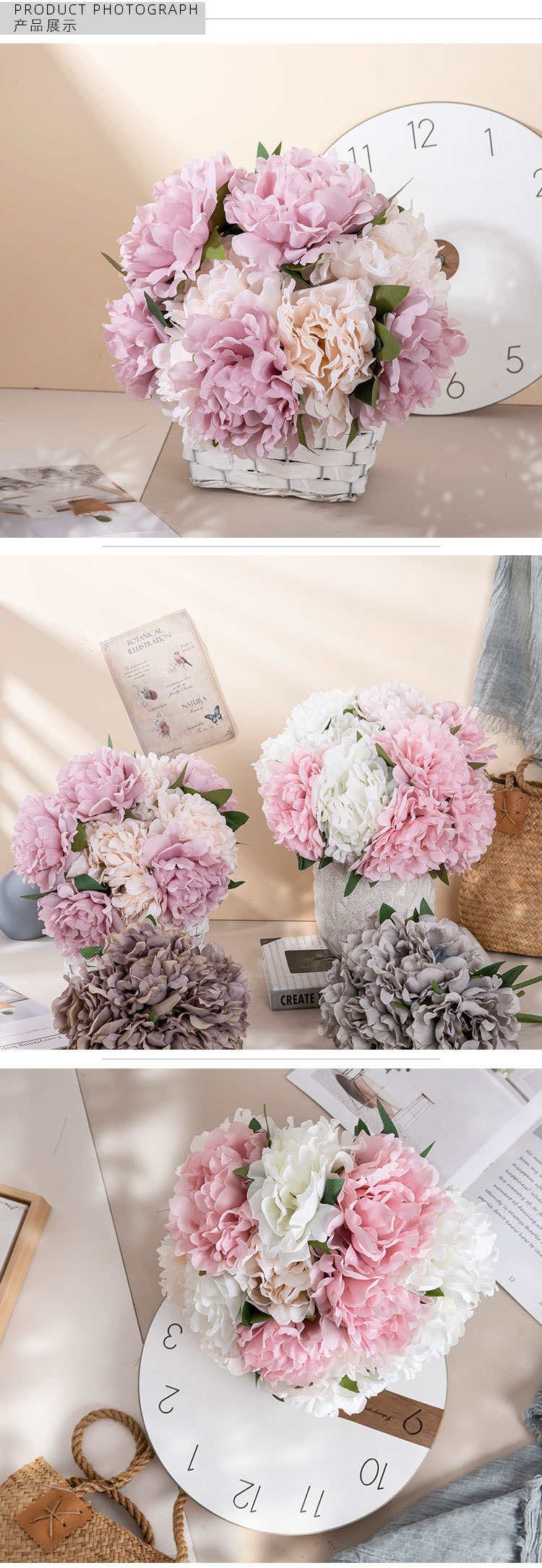 Manufacturer recommends Irene Peony wedding bouquet artificial flowers wholesale home decoration craft plants MW11221 pic 11