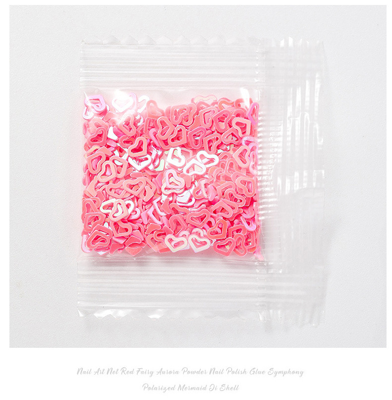 网红热卖镂空爱心贴片袋装 美甲混色亮片珠片心形闪片diy贴片材料详情3