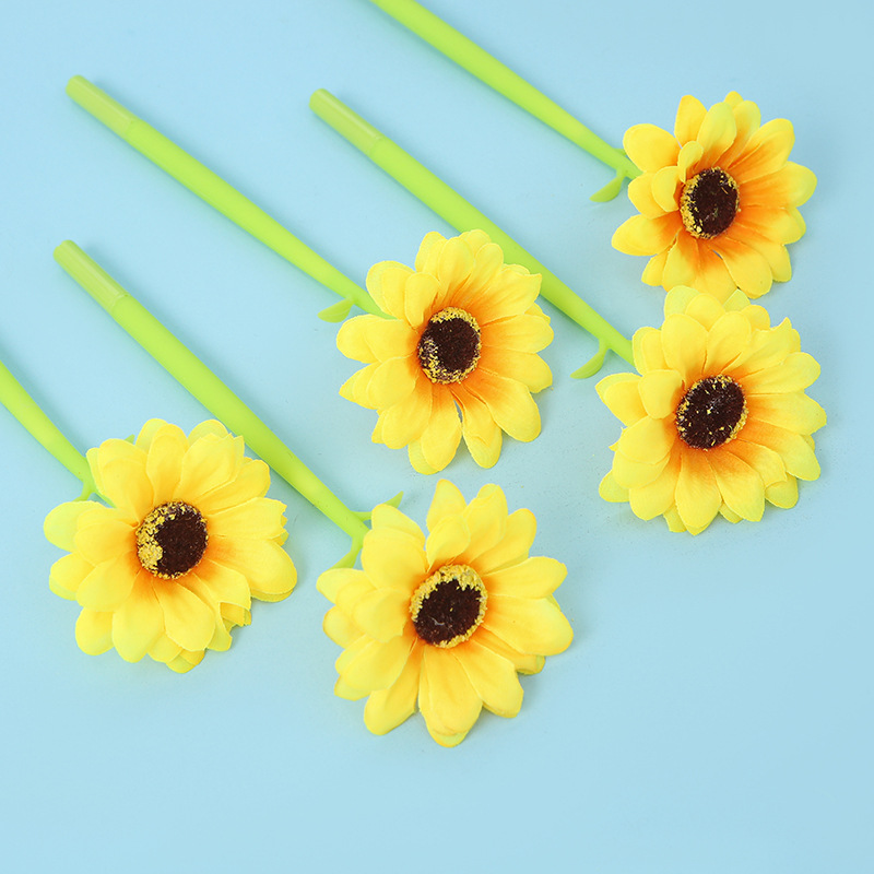 Versión coreana de papelería ZF2185 creativo girasol pluma neutral tela de plástico goma suave emulación girasol pluma de agua pic 7