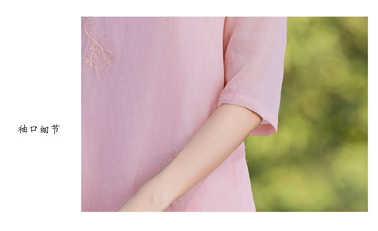 新中式棉麻女装苎麻连衣裙2024春夏新款立领国风复古改良旗袍批发详情17