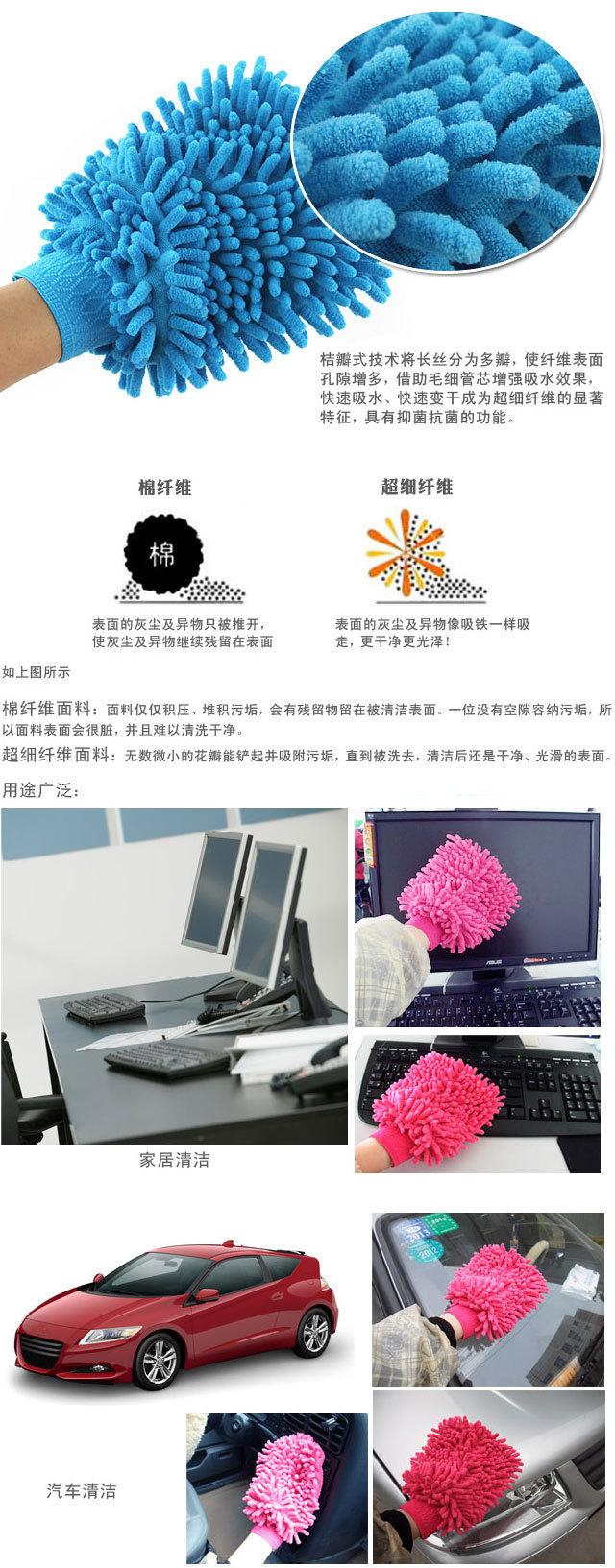 抹布珊瑚虫毛绒加厚加绒专用冬季工具洗车擦车双面防水雪尼尔手套详情1