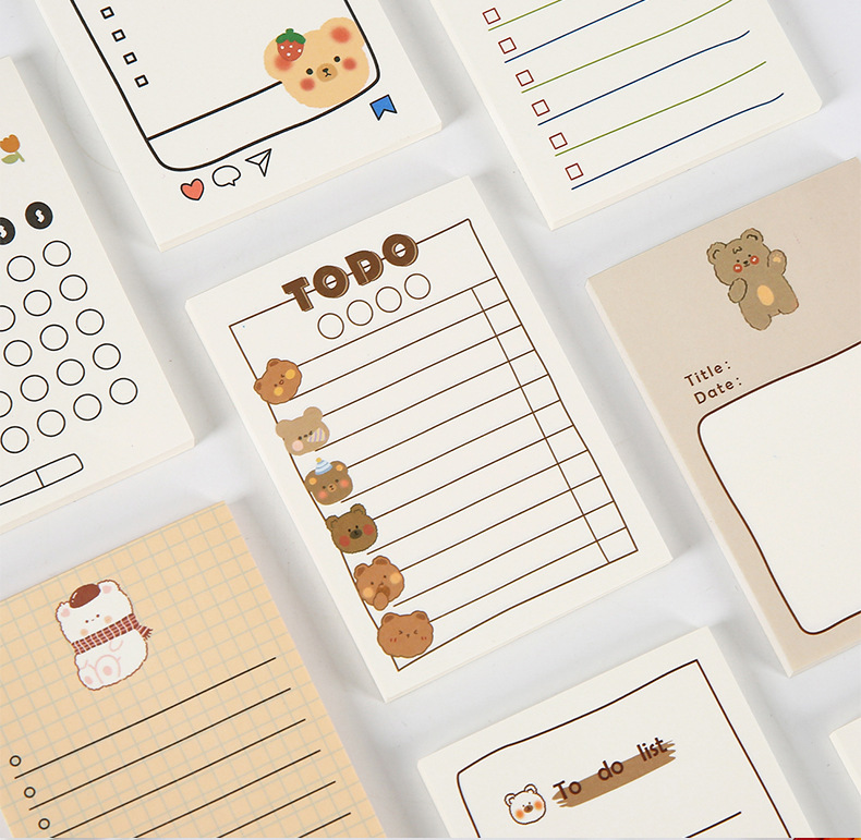 Wholesale of cute fruit bear sticky notes in stock. Korean Instagram minimalist and girlish sticky notes pic 10