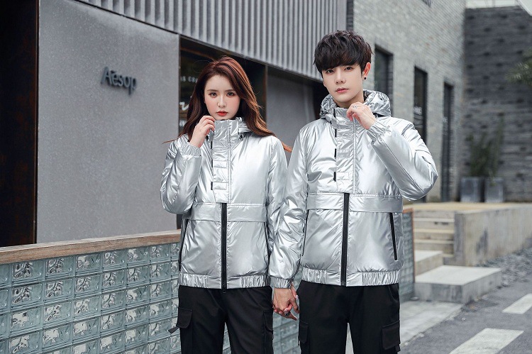 Shiny down jackets for men and women, short Korean-style slimming and thickening, warm, casual and fashionable couple coats, white duck down pic 14