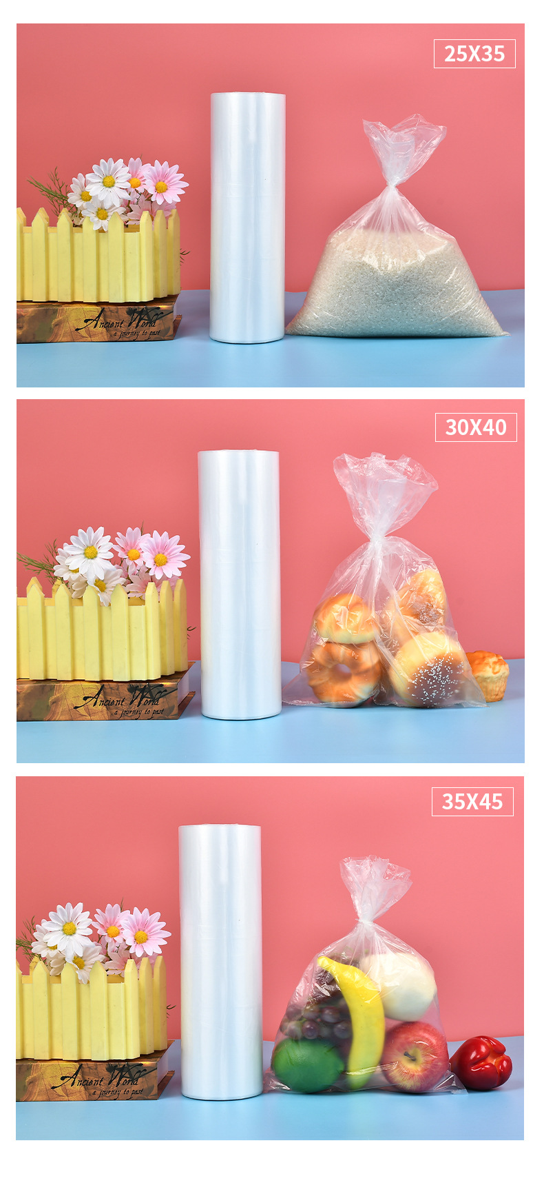 For foreign trade suppliers, there are flat-mouthed hand-tear plastic bags, household food and fruit preservation bags, and transparent continuous roll bags for supermarkets pic 14