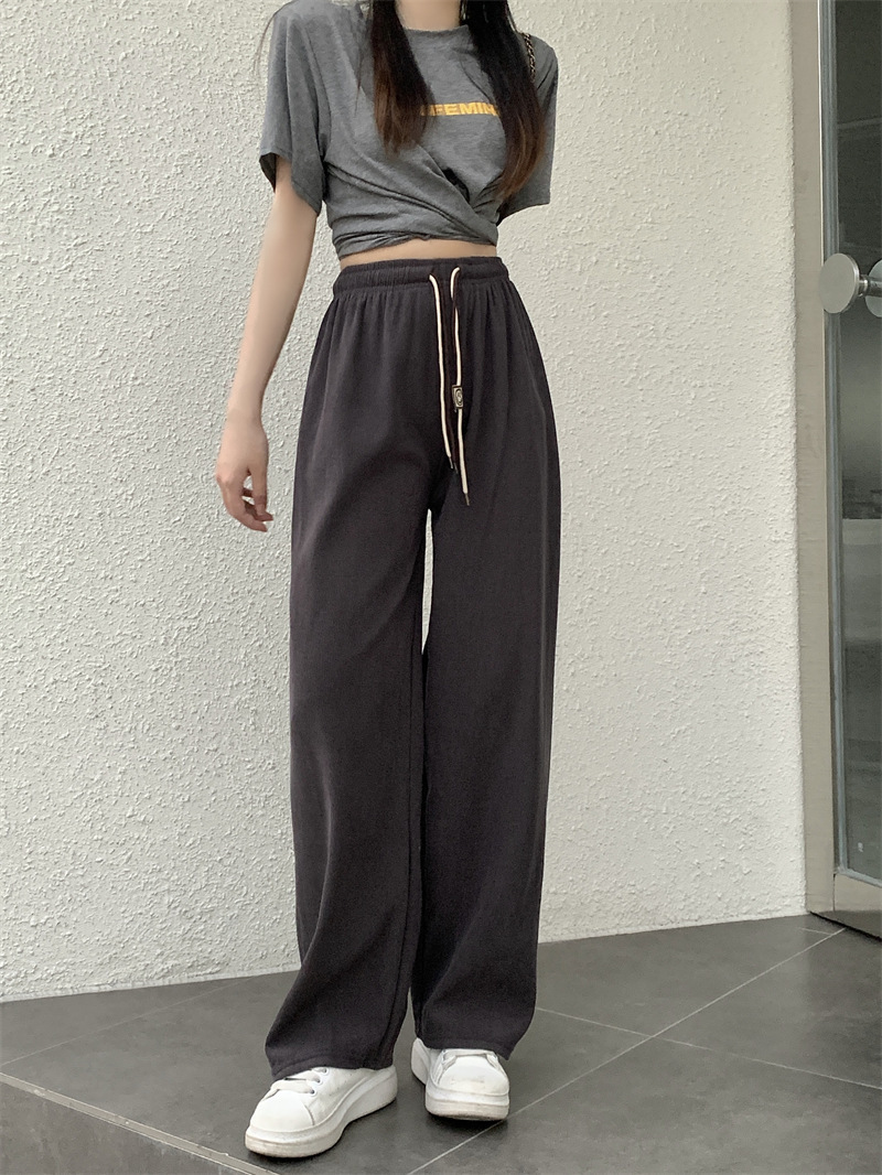 Corduroy ultra-fine corduroy wide-leg pants for women, new autumn style double drawstring smiling face belt casual pants, high-waisted straight-leg pants pic 27