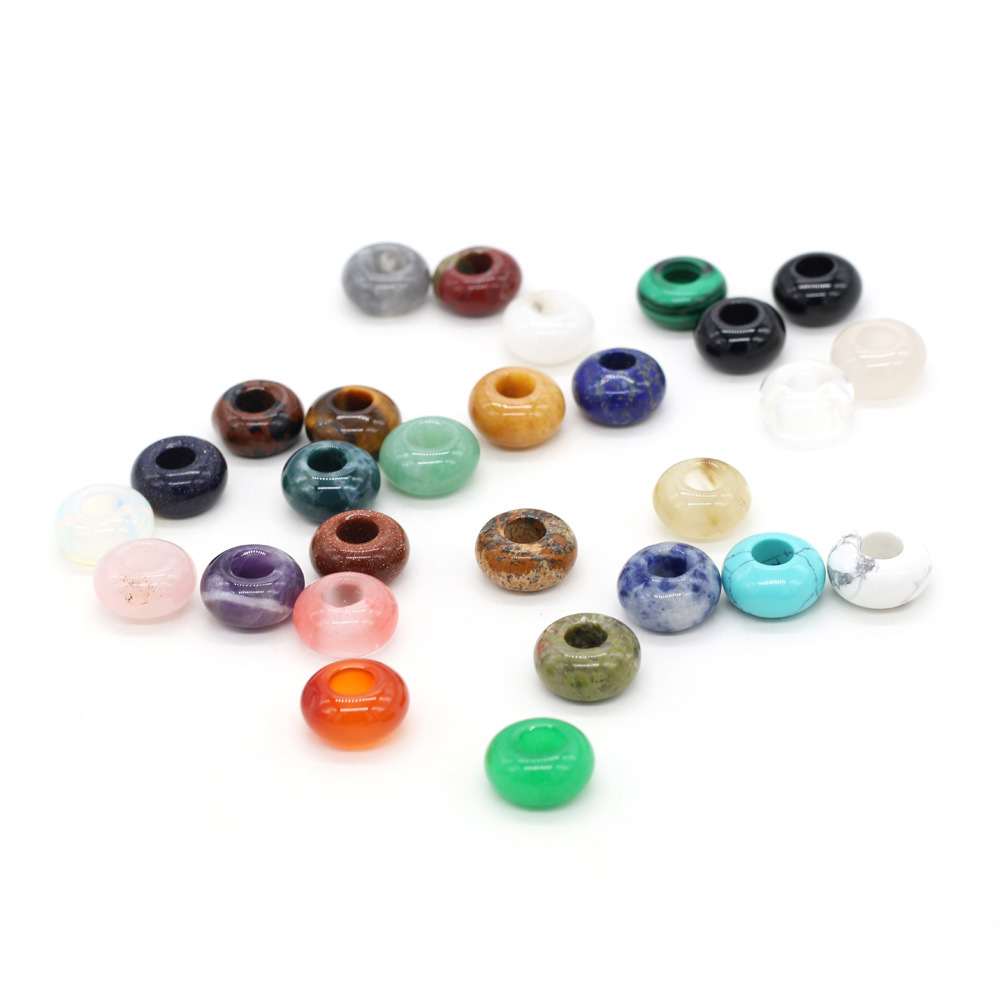 8x14mm天然石头半宝石算盘形大孔珠珠子DIY饰品配件手工制作批发详情8