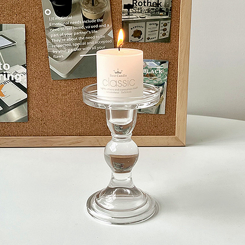 ins Roman column glass candlestick, French retro decorative item, romantic candlelight dinner decoration, photo prop pic 7