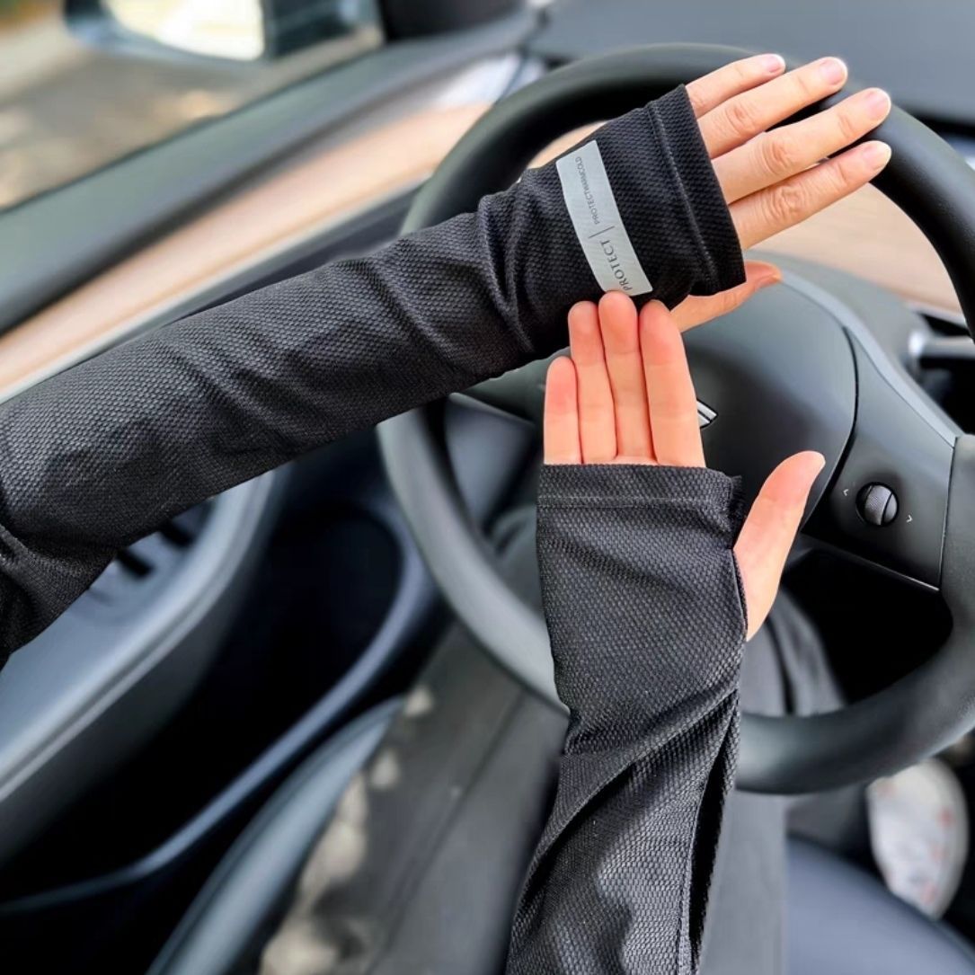 Reflective Cursor - Summer driving outdoor UV protection thin ice silk loose large-sized Internet celebrity armband guard pic 5