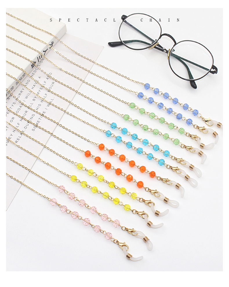 Summer glasses with lanyards, high-end look, beaded anti-slip metal glasses chains, mask chains, sunglasses chains, accessories for women pic 1