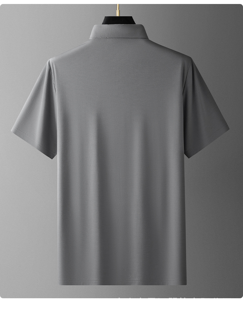 夏季新款翻领短袖T恤铜氨纤维宽松大码休闲卫衣polo衫裸感薄款潮详情18