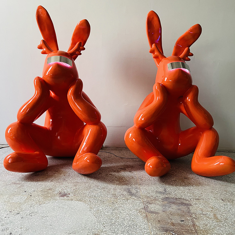 Electroplated cartoon glasses, thoughtful rabbit figurines, model rooms, sales offices, living rooms, studies, creative decorations, large-scale cartoons pic 6