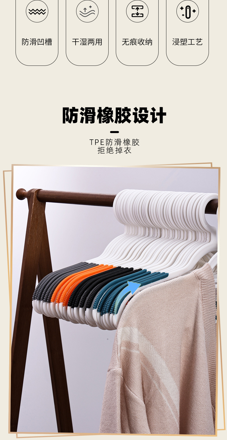 衣架家用挂衣防滑防肩角晾衣架子宿舍用学生无痕衣服挂架衣撑子详情3