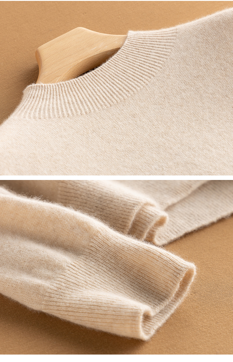 女式羊绒衫100%纯山羊绒秋冬新款半高领一线成衣无缝针织打底毛衣详情34