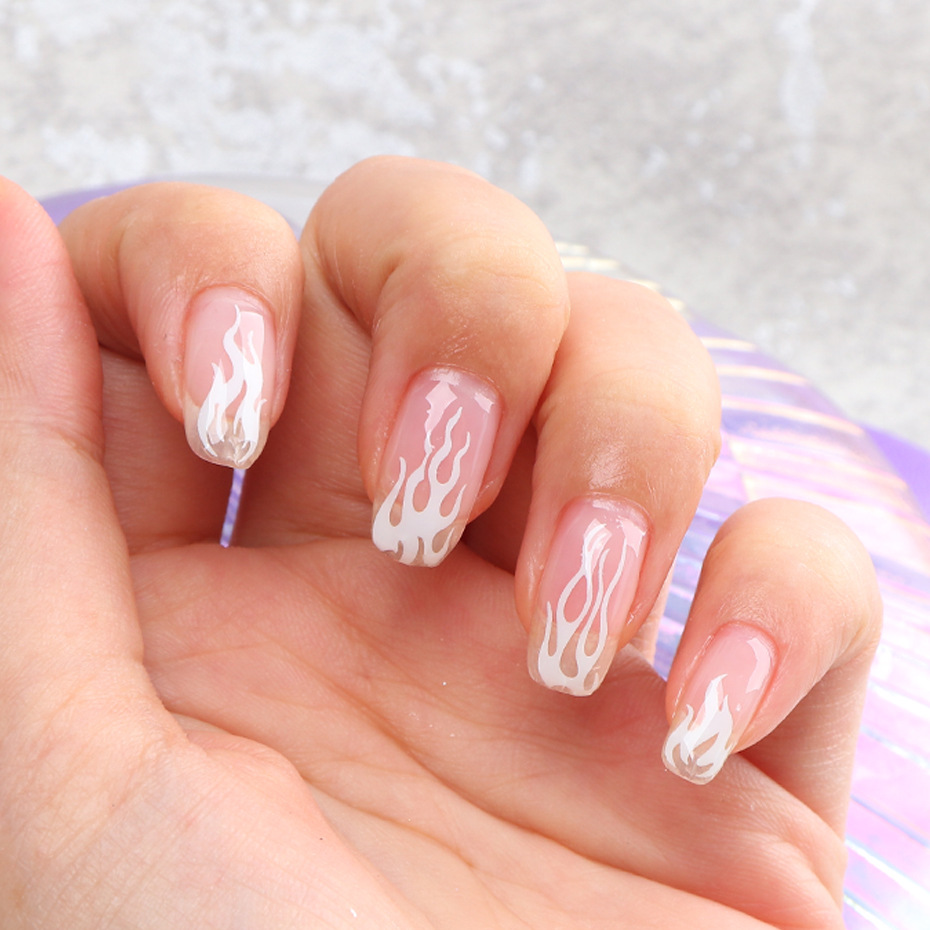 Cross-border new nail stickers, Instagram black, white, gold and silver flame self-adhesive stickers CB series nail stickers nail shanilak pic 7