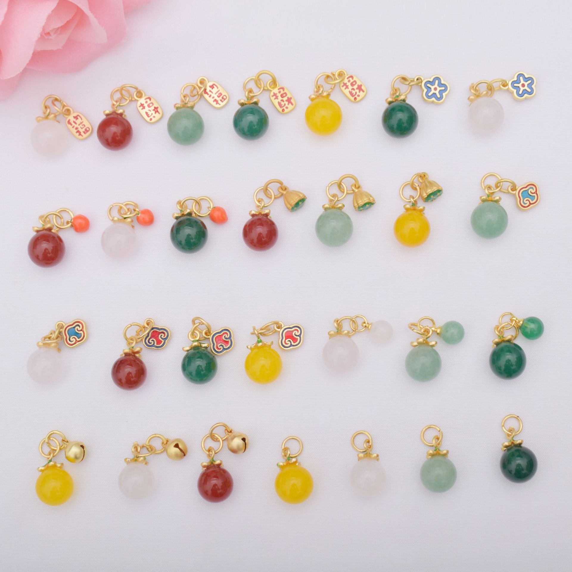 18k gold-plated Fu brand peace lock lotus Chinese trend bracelet pendant diy bracelet beaded accessory pendant pic 6
