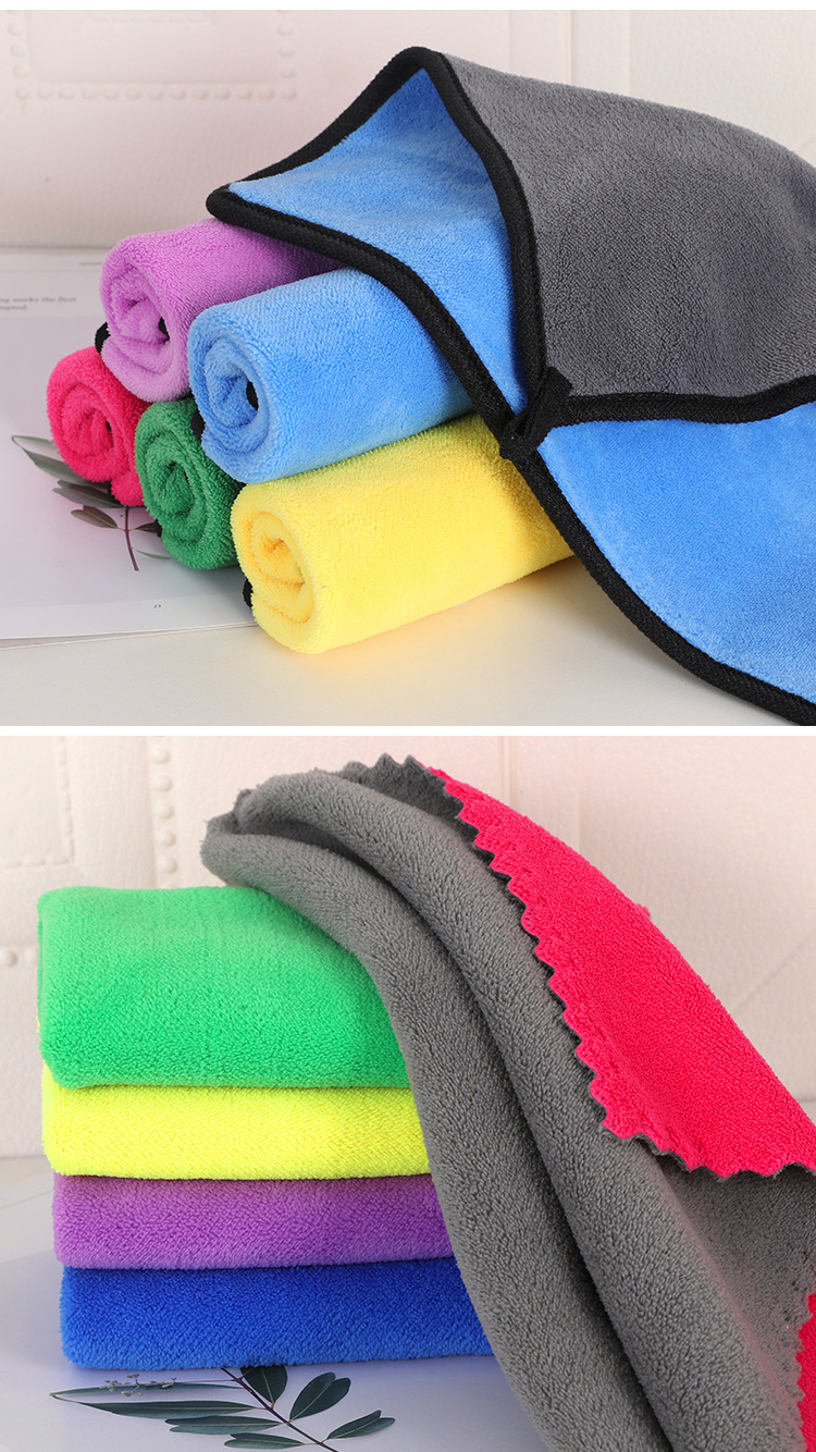 热卖现货高密洗车毛巾珊瑚绒双面加厚擦车巾吸水擦玻璃清洁巾详情12