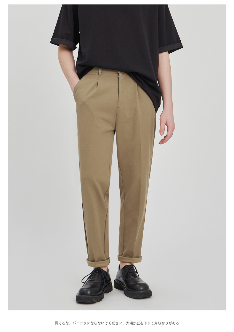 APO男装|宽松西裤男修身九分裤2024春夏抗皱直筒高级感休闲裤男详情10