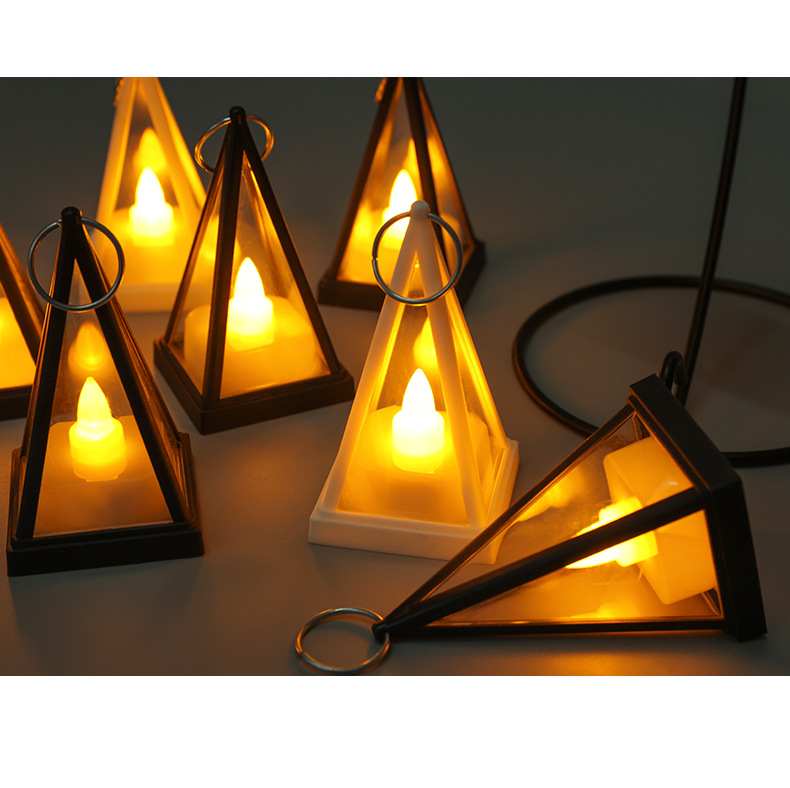 Pyramid-shaped decorative wind lamps, three-dimensional triangular candlesticks, electronic candles, LED party atmosphere decorations, ornaments and props pic 9