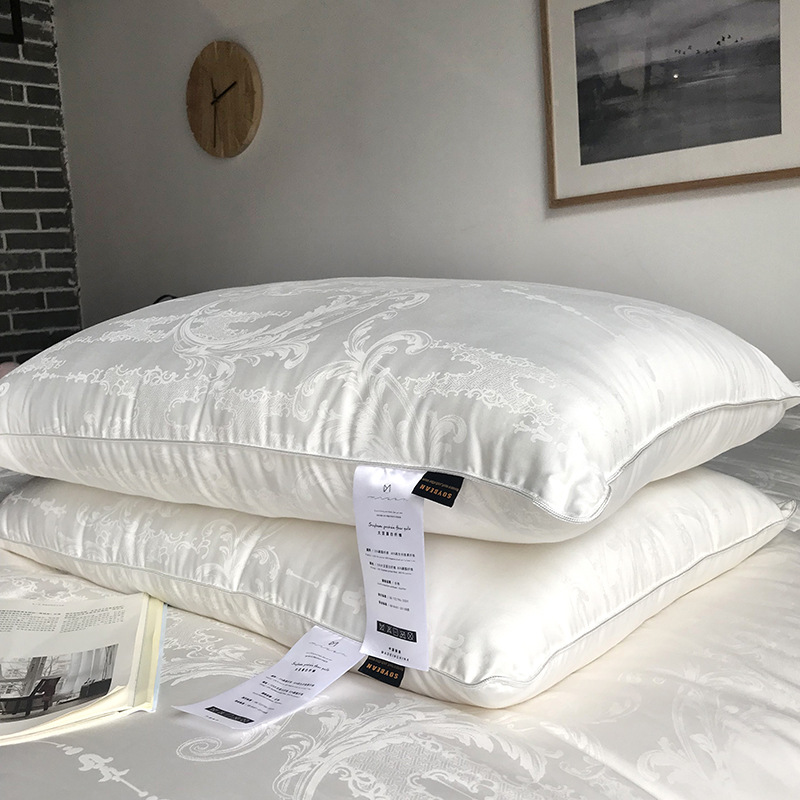 A light luxury 60-count jacquard all-cotton soybean fiber pillow core, a five-star hotel pure cotton pillow pic 2