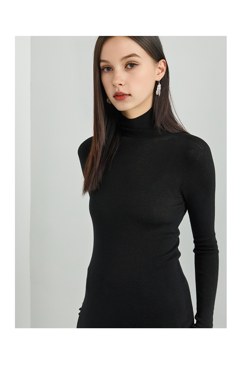 100% wool high-neck base layer shirt, a new bestseller for autumn and winter, versatile and stylish. Pair it with a long-sleeved knitted sweater and top for women pic 13