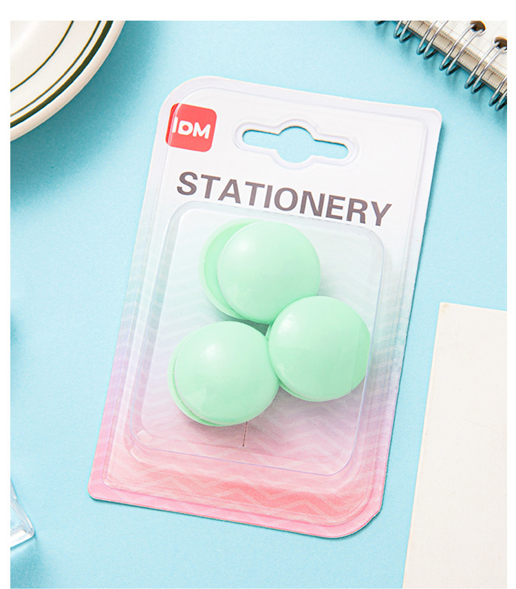 Wholesale macaron-colored white board magnetic buckle card packaging, customized round magnetic nails, plastic magnetic particles, office supplies from the manufacturer pic 5