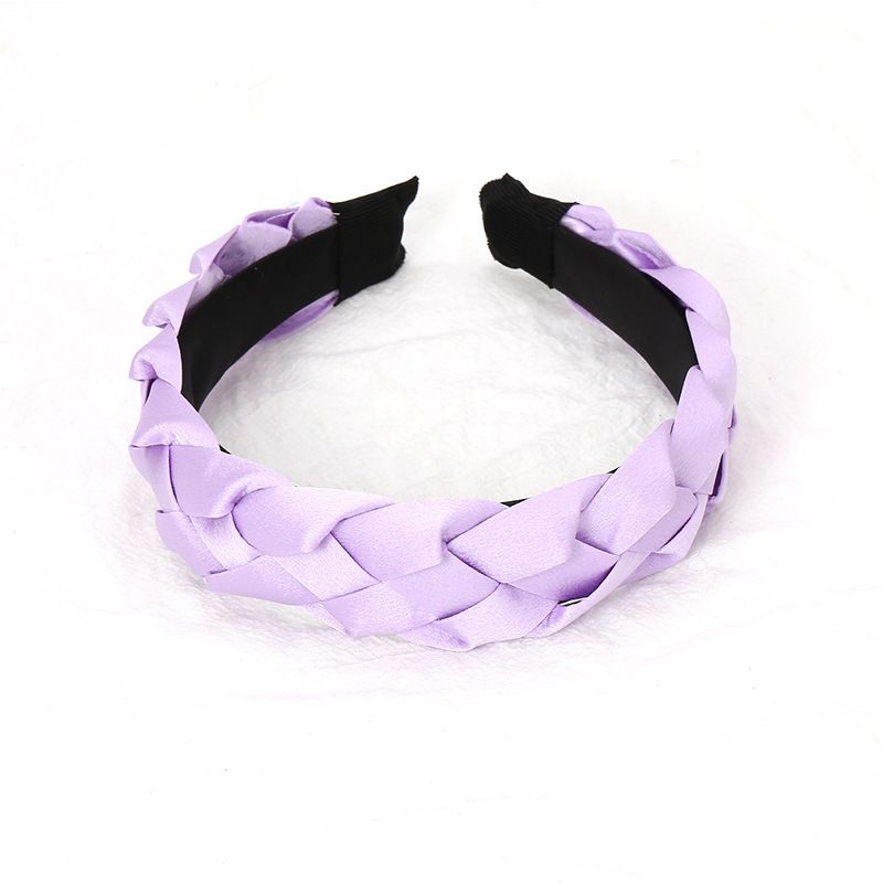 欧美纯色手工编织麻花头箍 亚马逊潮流单色辫子头扣 洗脸压发发饰详情18