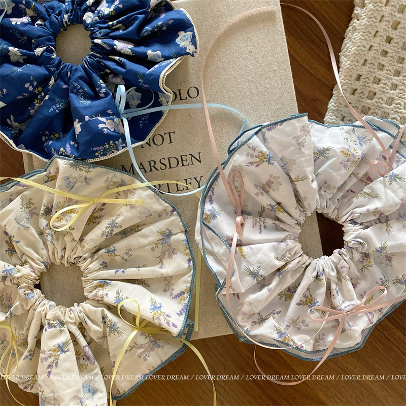 韩国ins新款彩色格纹爱心大肠发圈 甜美可爱头绳扎丸子头头饰发饰详情5