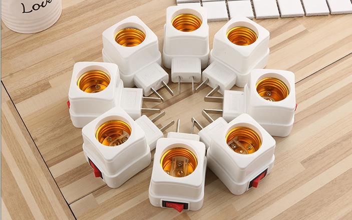 Household e27 lamp cap, pipe-shaped screw-type lamp socket, plug-in night light with switch, lamp socket conversion, direct supply lamp cap pic 27