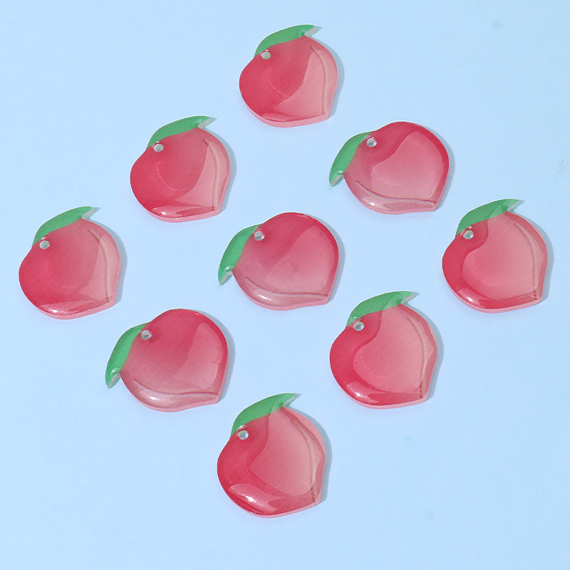 DIY bulk accessories wholesale resin peach slice earrings, earrings, hairpins, pendants, peach pendants, handcrafted materials pic 9