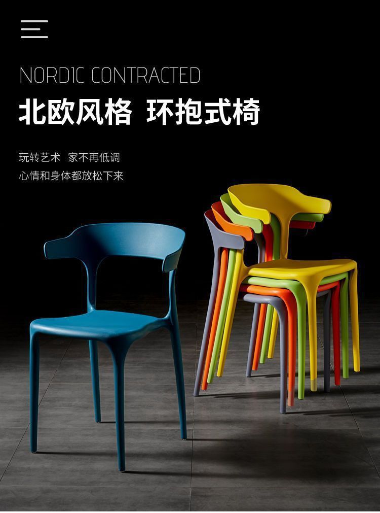 厚大人经济塑胶椅子大排档椅塑料椅子简约靠背凳子家用北欧餐椅加详情19