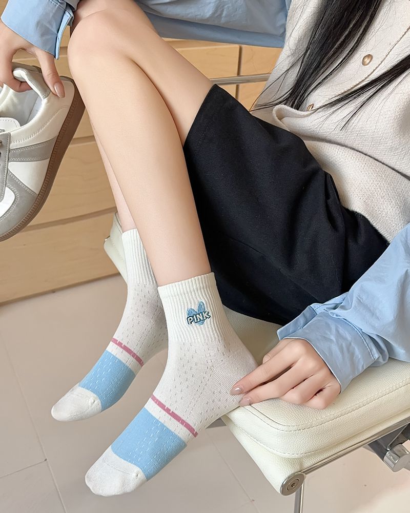 无骨袜子女五分袜春夏薄款短筒网眼透气防臭运动袜精梳棉学生短袜详情20