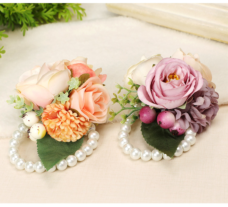 Wedding products: Super fairy-like Korean-style bride wrist flowers, bridesmaid sister groups, simulated flower wristbands, wholesale wedding supplies pic 11