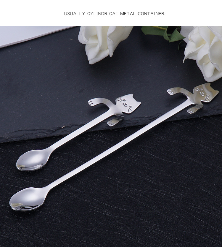 The spoon304 stainless steel coffee spoon cartoon cute cat dessert spoon handle hanging cat poop coffee spoon pic 16