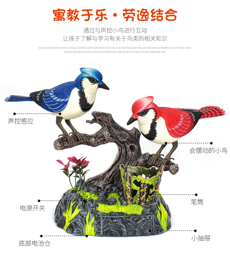 仿真声控感应小鸟鹦鹉鸟笼学说话婴儿儿童宝宝玩具摆饰装饰力详情4