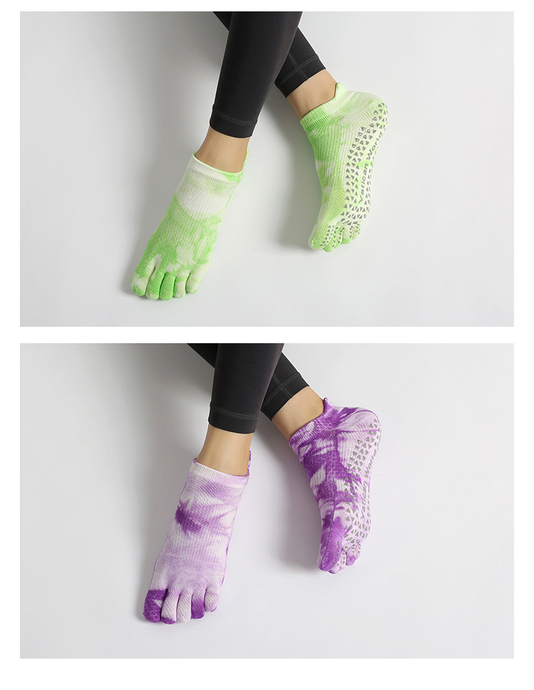 新品国潮瑜伽袜五指运动分指室内点胶防滑菩提拉健身房室内地板袜详情13