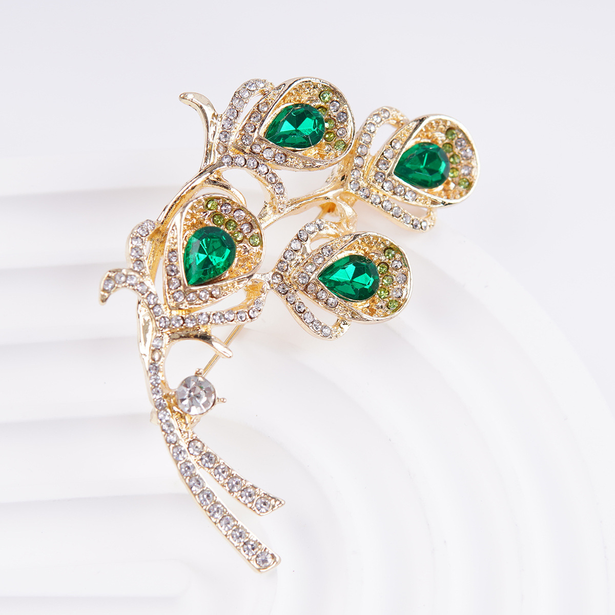 金玉良缘凤凰翎小众复古设计款镶钻气质胸针小众时尚服装配饰批发详情4