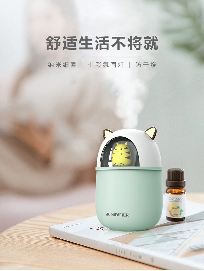 Creative usb large-capacity home silent office aromatherapy night light, air humidifier, gift alcohol wholesale pic 5