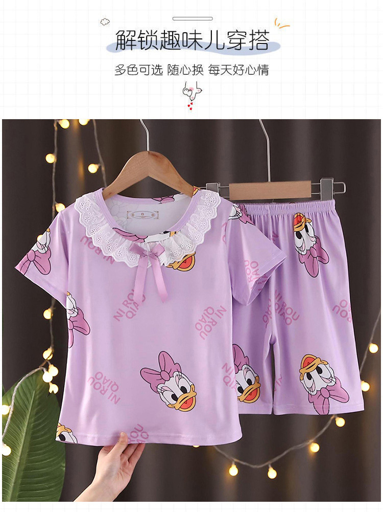 儿童睡裙短袖夏季女童装纯棉亲子宝宝薄款公主裙小女孩睡衣家居服详情7