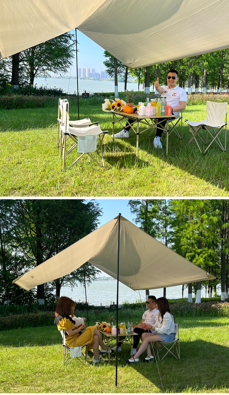 黑胶天幕帐篷户外加厚防晒便携露营装备野餐3-4人方形涂银遮阳棚详情13