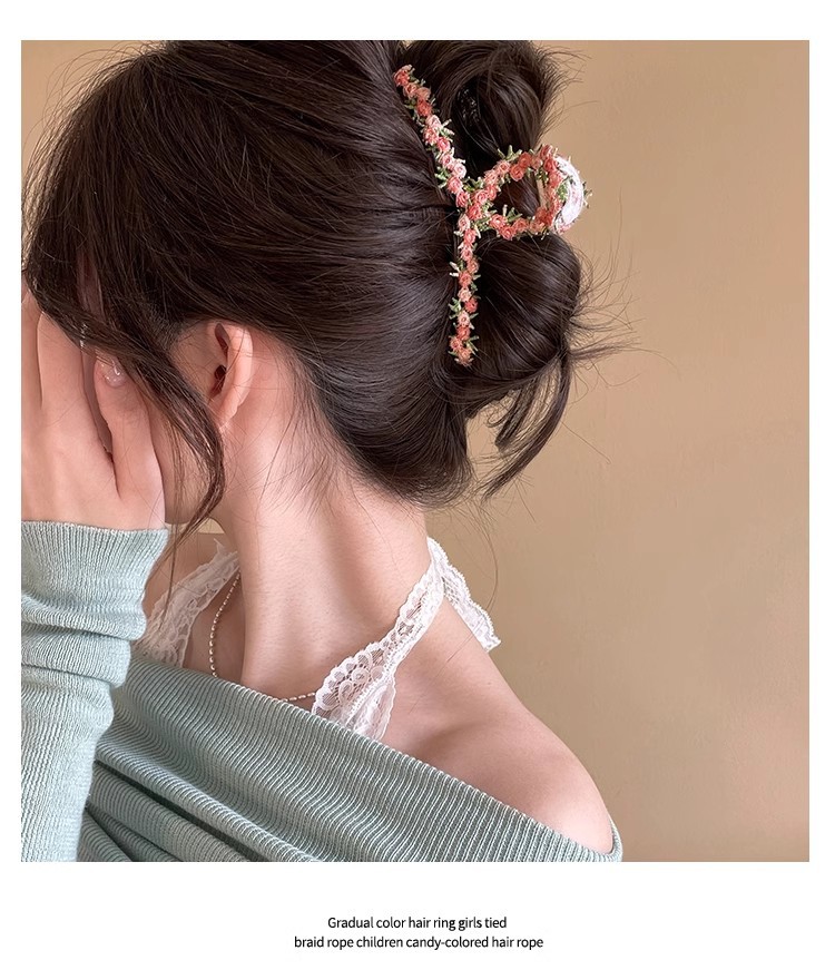 High-end pink flower hairpin for women, 2025 new style sweet heart-shaped BB clip, side bangs hairpin headwear pic 40