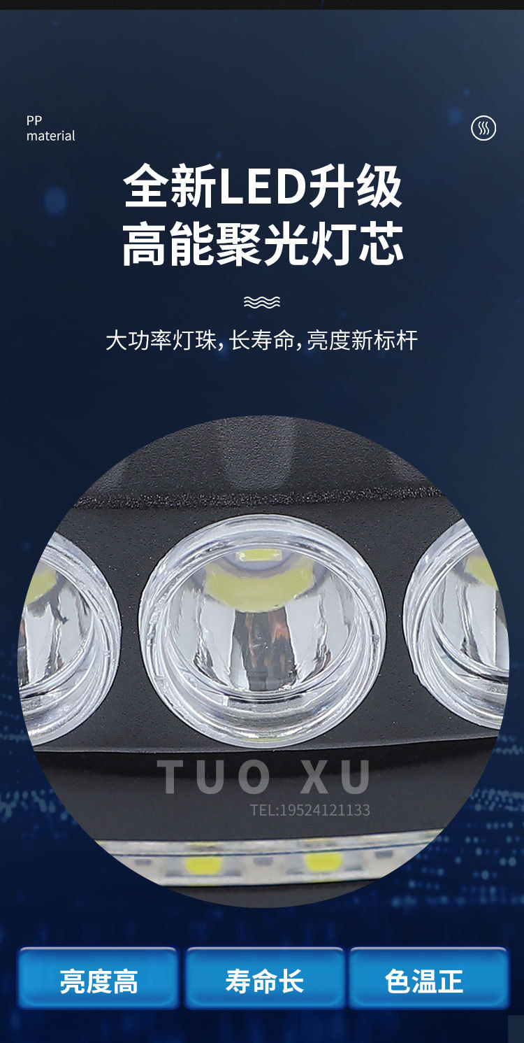 Headlamp strong light charging ultra-bright head-mounted flashlight, night fishing special sensor floodlight cob headband led lighting lamp pic 5