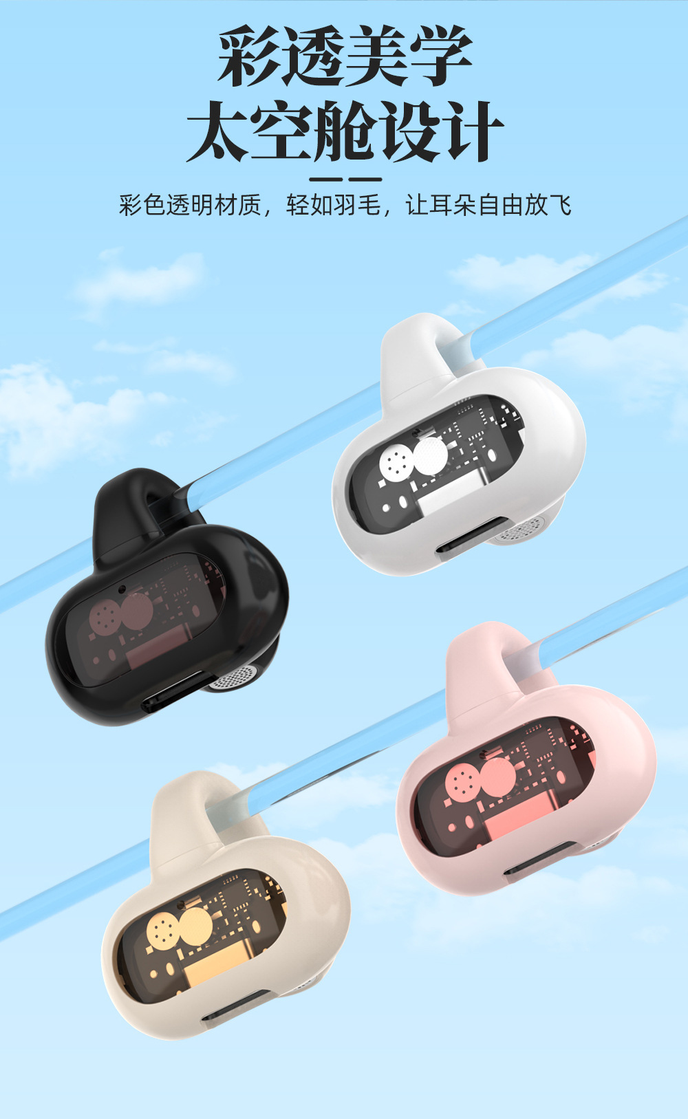 跨境专供OWS夹耳式单耳蓝牙耳机私模大电量无延迟长续航运动耳机详情10