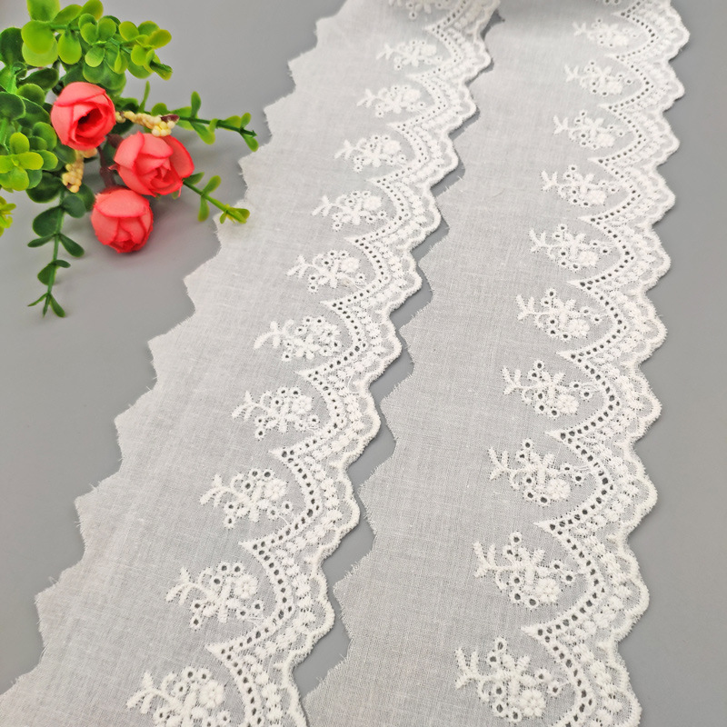 7 cm in stock, wavy perforated lace, DIY neckline and skirt hem lace, computer-embroidered, cotton embroidered lace pic 7