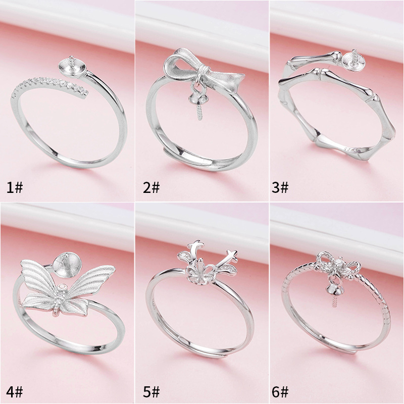 S925银简约戒指托粘珠子配件珍珠粘扣银镀白金珍珠配件详情10