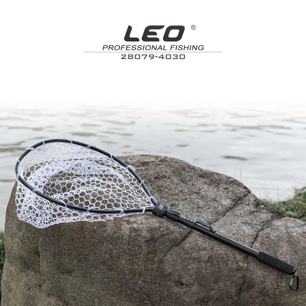 28079 LEO/ Leou [Black Aluminum Alloy Quick Folding Hand-written Net Rubber Net] Flying Fishing Net pic 1
