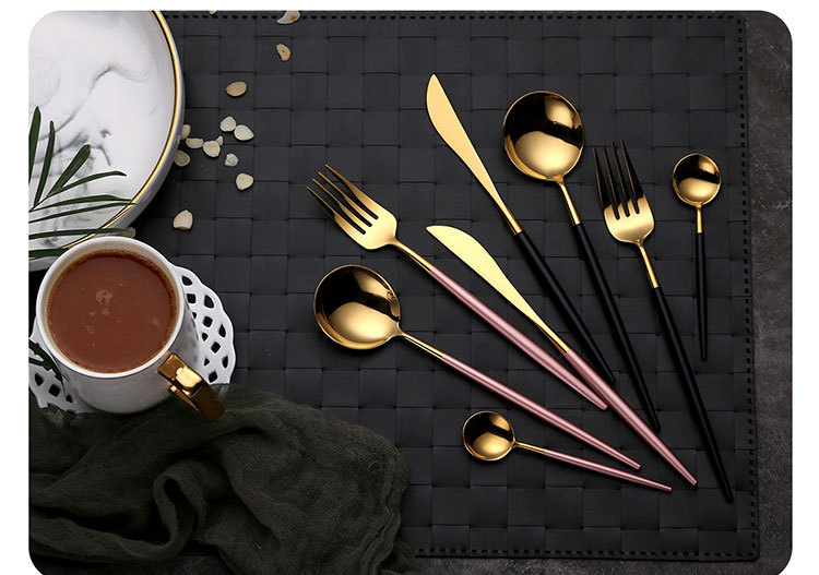Bright 304 stainless steel Western tableware, Portuguese steak knife, fork and spoon set, mirror-polished, Nordic ins style pic 2