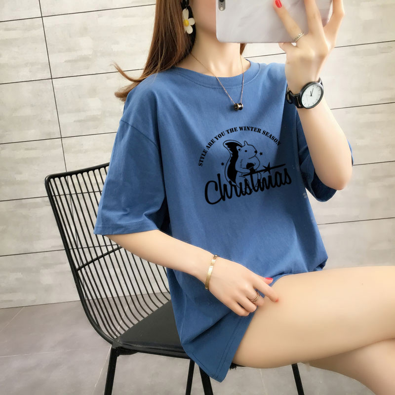31321 宽松加大码中长款夏装新款学生纯棉短袖t恤女详情22