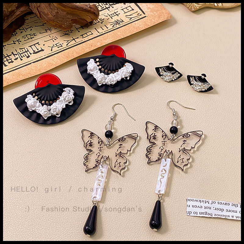 新中式国风扇形耳饰复古旗袍耳夹女无耳洞民族风汉服耳环古风耳坠详情7